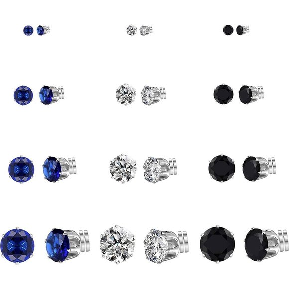 12 Pairs Colors Magnetic Earrings Stud Earrings Clip on Non Piercing - Picture 1 of 16